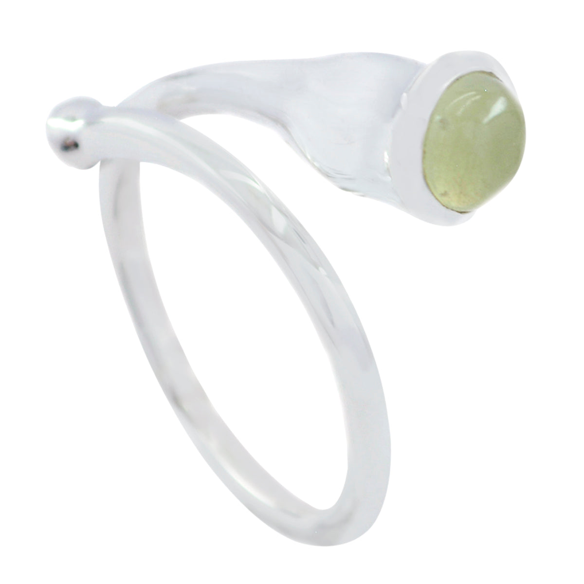 Prehnite Solitaire African 92.5 Silver Green Gemstone Mid weight Modern Ring Jewelry Image principale du produit