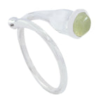 Prehnite Solitaire African 92.5 Silver Green Gemstone Mid weight Modern Ring Jewelry