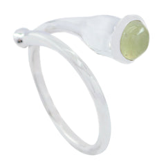Prehnite Solitaire African 92.5 Silver Green Gemstone Mid weight Modern Ring Jewelry