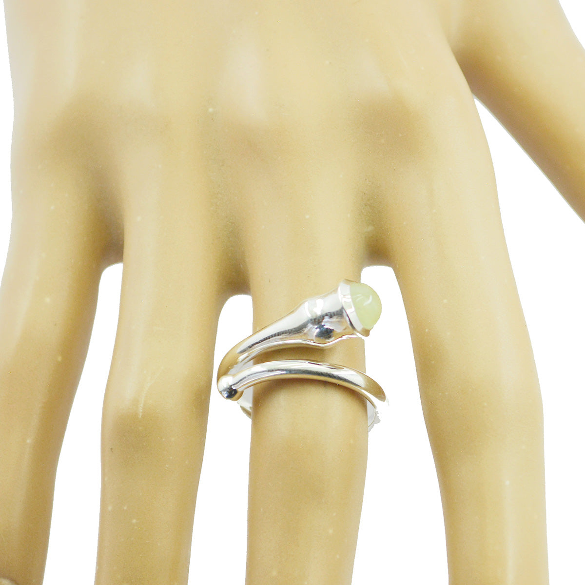 Prehnit Solitaire Afrikansk 92.5 Silver Grön Ädelsten Medeltung Modern Ring Smycke Sekundär produktbild