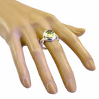 Prehnite Solitaire Russian 92.5 Silver Green Gemstones Mid weight Graceful Ring Jewelry