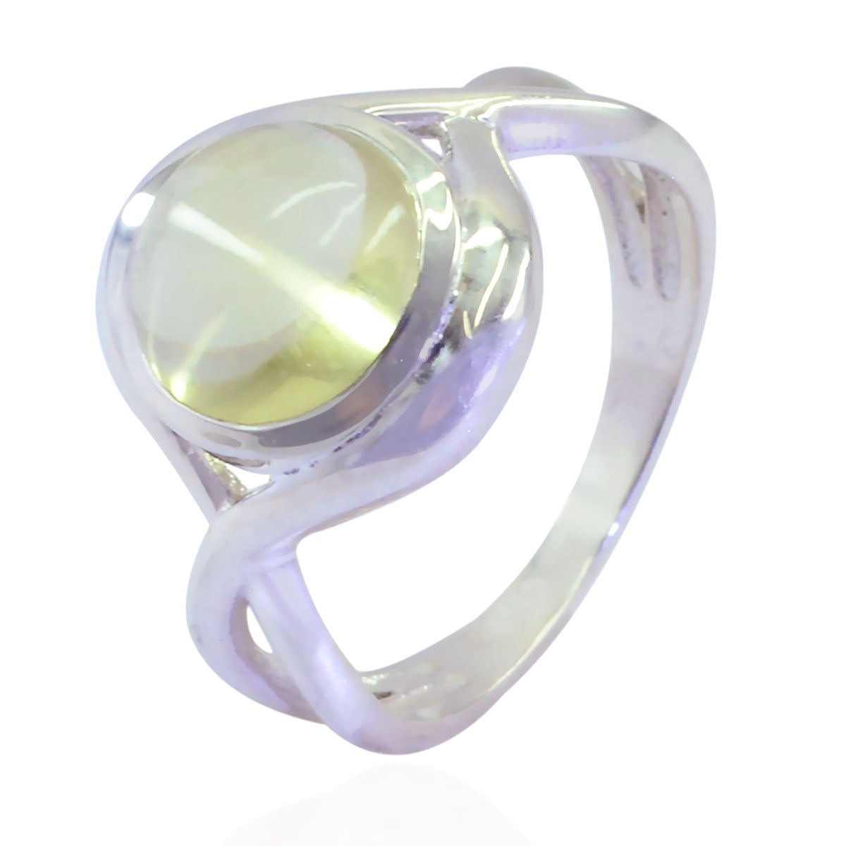 Prehnite Solitaire Russian 92.5 Silver Green Gemstones Mid weight Graceful Ring Jewelry