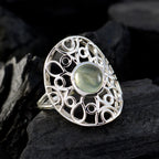 Prehnite Solitaire Mexican 925 Silver Green Gemstone Minimal Filigree Ring Jewellery