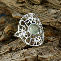 Prehnite Solitaire Mexican 925 Silver Green Gemstone Minimal Filigree Ring Jewellery