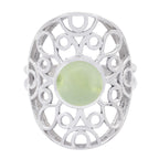 Prehnite Solitaire Mexican 925 Silver Green Gemstone Minimal Filigree Ring Jewellery