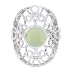 Prehnite Solitaire Mexican 925 Silver Green Gemstone Minimal Filigree Ring Jewellery