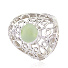Prehnite Solitaire Mexican 925 Silver Green Gemstone Minimal Filigree Ring Jewellery