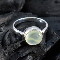 Prehnite Solitaire Russian 925 Sterling Silver Green Gemstone Slim Fairytale Ring Jewellery