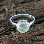 Prehnite Solitaire Russian 925 Sterling Silver Green Gemstone Slim Fairytale Ring Jewellery