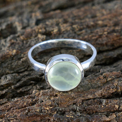 Prehnite Solitaire Russian 925 Sterling Silver Green Gemstone Slim Fairytale Ring Jewellery