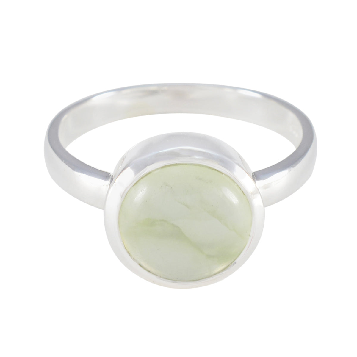 Prehnite Solitaire Russian 925 Sterling Silver Green Gemstone Slim Fairytale Ring Jewellery メイン画像