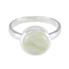 Prehnite Solitaire Russian 925 Sterling Silver Green Gemstone Slim Fairytale Ring Jewellery