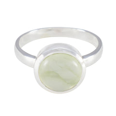 Prehnite Solitaire Russian 925 Sterling Silver Green Gemstone Slim Fairytale Ring Jewellery