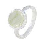 Prehnite Solitaire Russian 925 Sterling Silver Green Gemstone Slim Fairytale Ring Jewellery