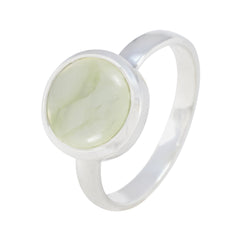Prehnite Solitaire Russian 925 Sterling Silver Green Gemstone Slim Fairytale Ring Jewellery