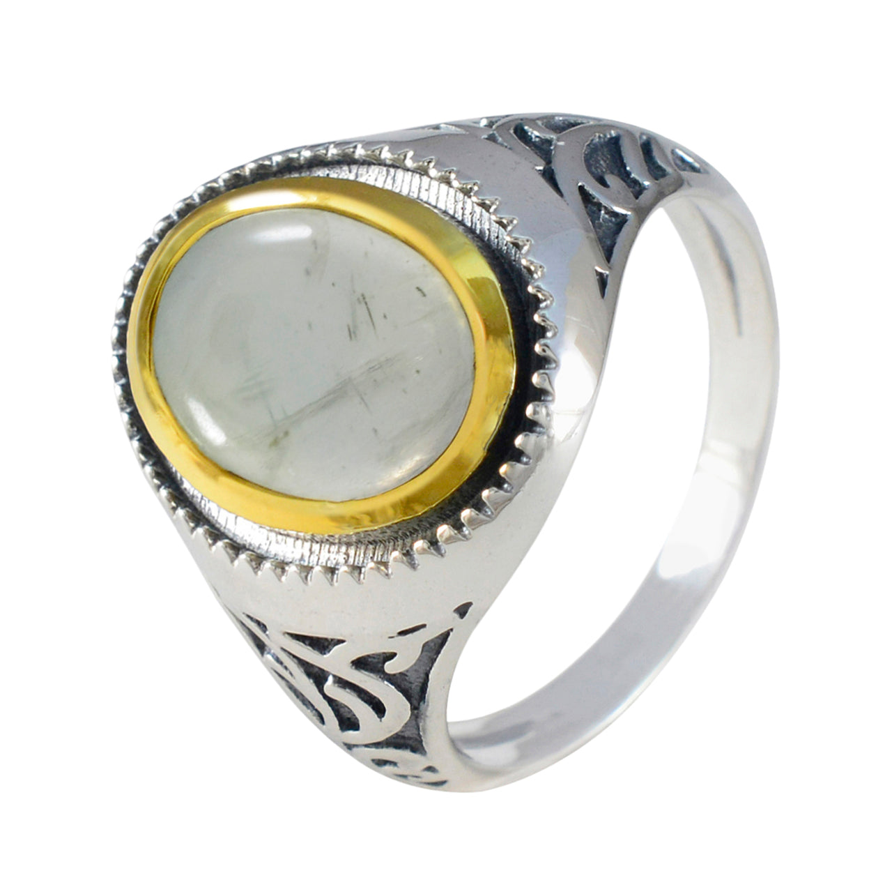 Prehnite Solitaire Mexican 925 Silver Green Gemstone Eye catching Filigree Ring Jewellery