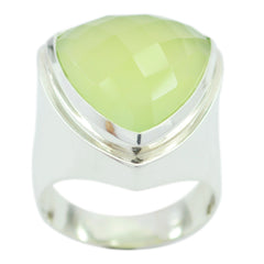 Prehnite Solitaire Egyptian 925 Silver Green Gemstones Chunky Cocktail Ring Jewelry