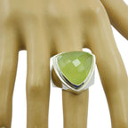 Prehnite Solitaire Egyptian 925 Silver Green Gemstones Chunky Cocktail Ring Jewelry