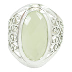Prehnite Solitaire Mexican 92.5 Silver Green Gemstones Mid weight Filigree Ring Jewellery