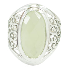 Prehnite Solitaire Mexican 92.5 Silver Green Gemstones Mid weight Filigree Ring Jewellery