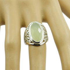 Prehnite Solitaire Mexican 92.5 Silver Green Gemstones Mid weight Filigree Ring Jewellery