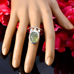 Prehnite Solitaire French 925 Silver Green Gemstones Essential  Signet Ring Jewellery
