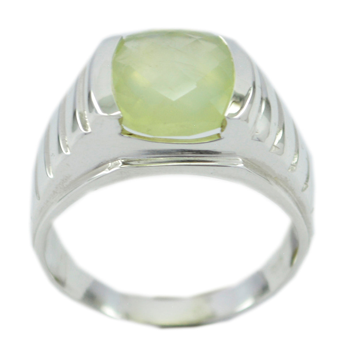 Prehnite Solitaire Indian Sterling Silver Green Gems Versatile Signet Ring Jewellery