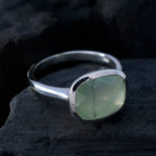 Prehnite Solitaire Russian 92.5 Silver Green Gemstone Minimal Luxurious Ring Jewellery