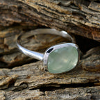 Prehnite Solitaire Russian 92.5 Silver Green Gemstone Minimal Luxurious Ring Jewellery