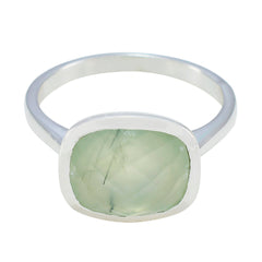 Prehnite Solitaire Russian 92.5 Silver Green Gemstone Minimal Luxurious Ring Jewellery