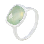Prehnite Solitaire Russian 92.5 Silver Green Gemstone Minimal Luxurious Ring Jewellery