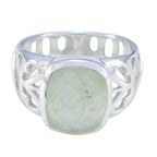 Prehnite Solitaire Latin American 925 Sterling Silver Green Gems Minimal Filigree Ring Jewelry