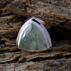 Prehnite Solitaire Egyptian 925 Sterling Silver Green Gemstone Chunky Cocktail Ring Jewelry