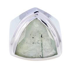 Prehnite Solitaire Egyptian 925 Sterling Silver Green Gemstone Chunky Cocktail Ring Jewelry