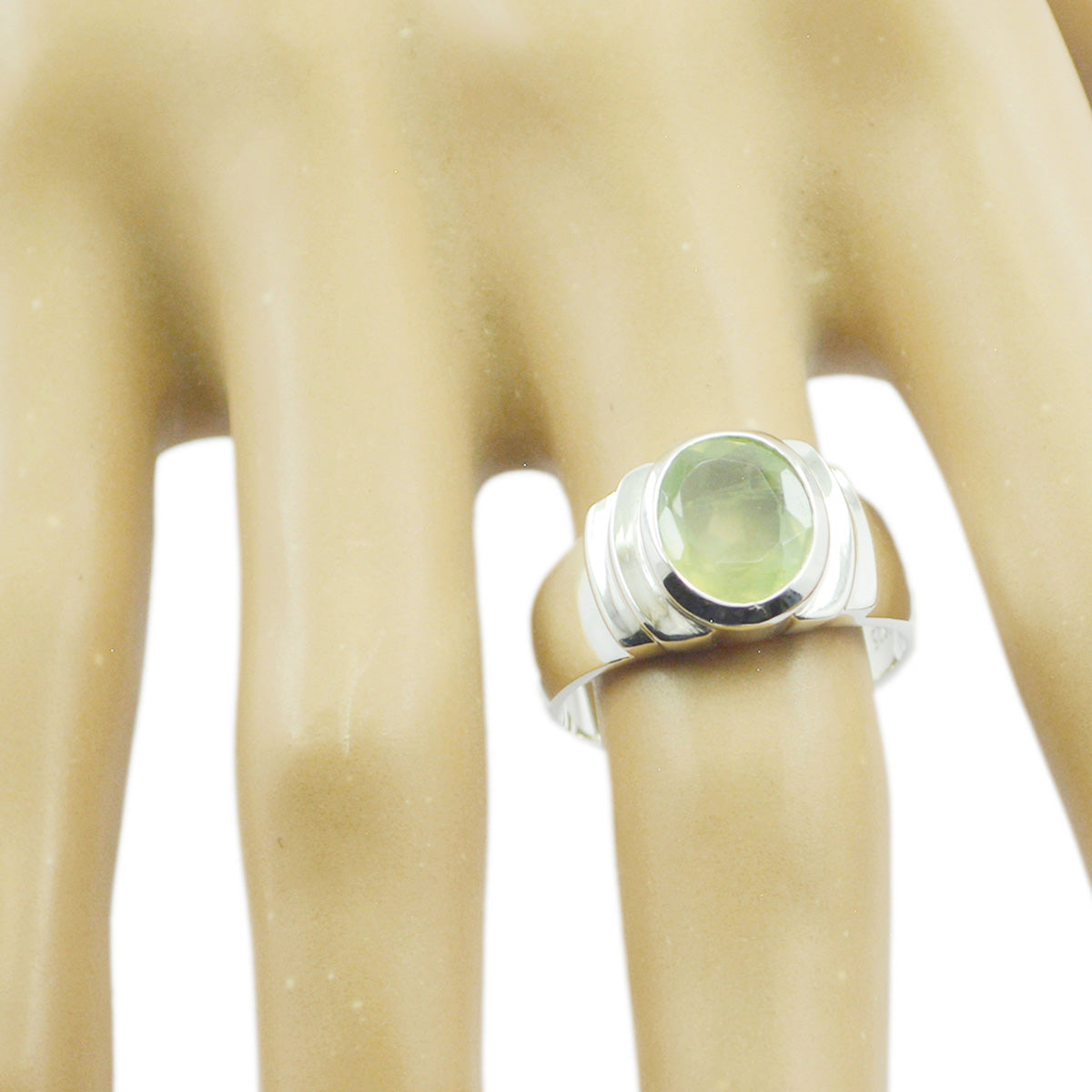 Prehnit Solitaire Marockansk 925 Silver Gröna Ädelstenar Iögonfallande Propel Ring Smycken Sekundär produktbild