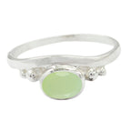 Prehnite Solitaire Japanese Sterling Silver Green Gemstone Delicate Feminine Ring Jewellery