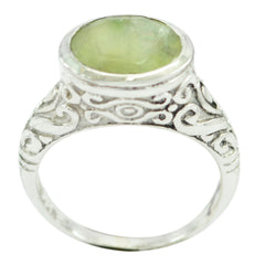 Prehnite Solitaire French Sterling Silver Green Gemstone Minimal Art Deco Ring Jewellery
