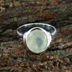 Prehnite Solitaire Moroccan 925 Silver Green Gemstones Minimal Contemporary Ring Jewellery