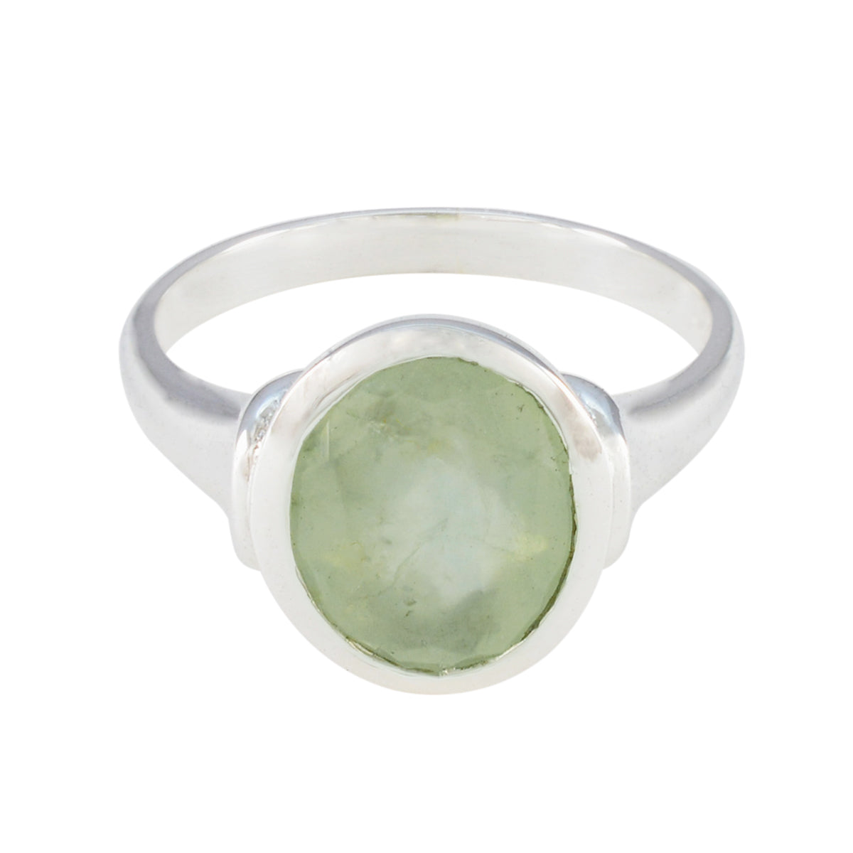 Prehnite Solitaire Moroccan 925 Silver Green Gemstones Minimal Contemporary Ring Jewellery Image principale du produit