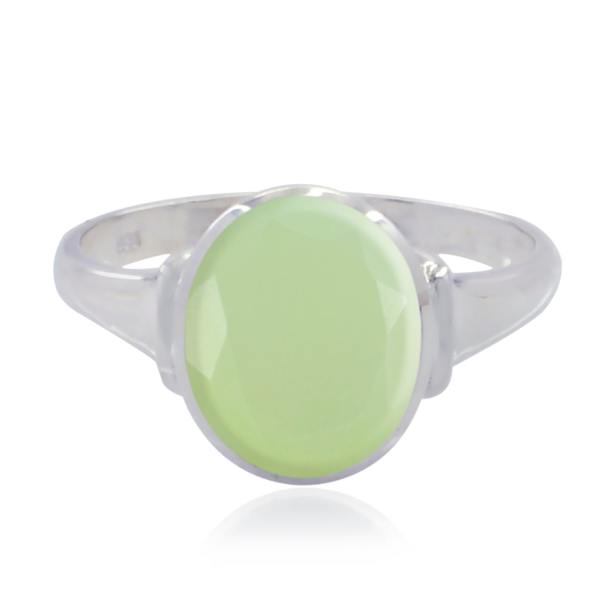 Prehnite Solitaire Egyptian 925 Silver Green Gems Slim Heritage Ring Jewellery Main image