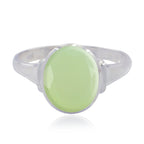 Prehnite Solitaire Egyptian 925 Silver Green Gems Slim Heritage Ring Jewellery