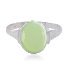 Prehnite Solitaire Egyptian 925 Silver Green Gems Slim Heritage Ring Jewellery