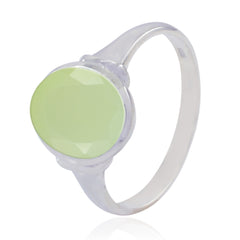 Prehnite Solitaire Egyptian 925 Silver Green Gems Slim Heritage Ring Jewellery