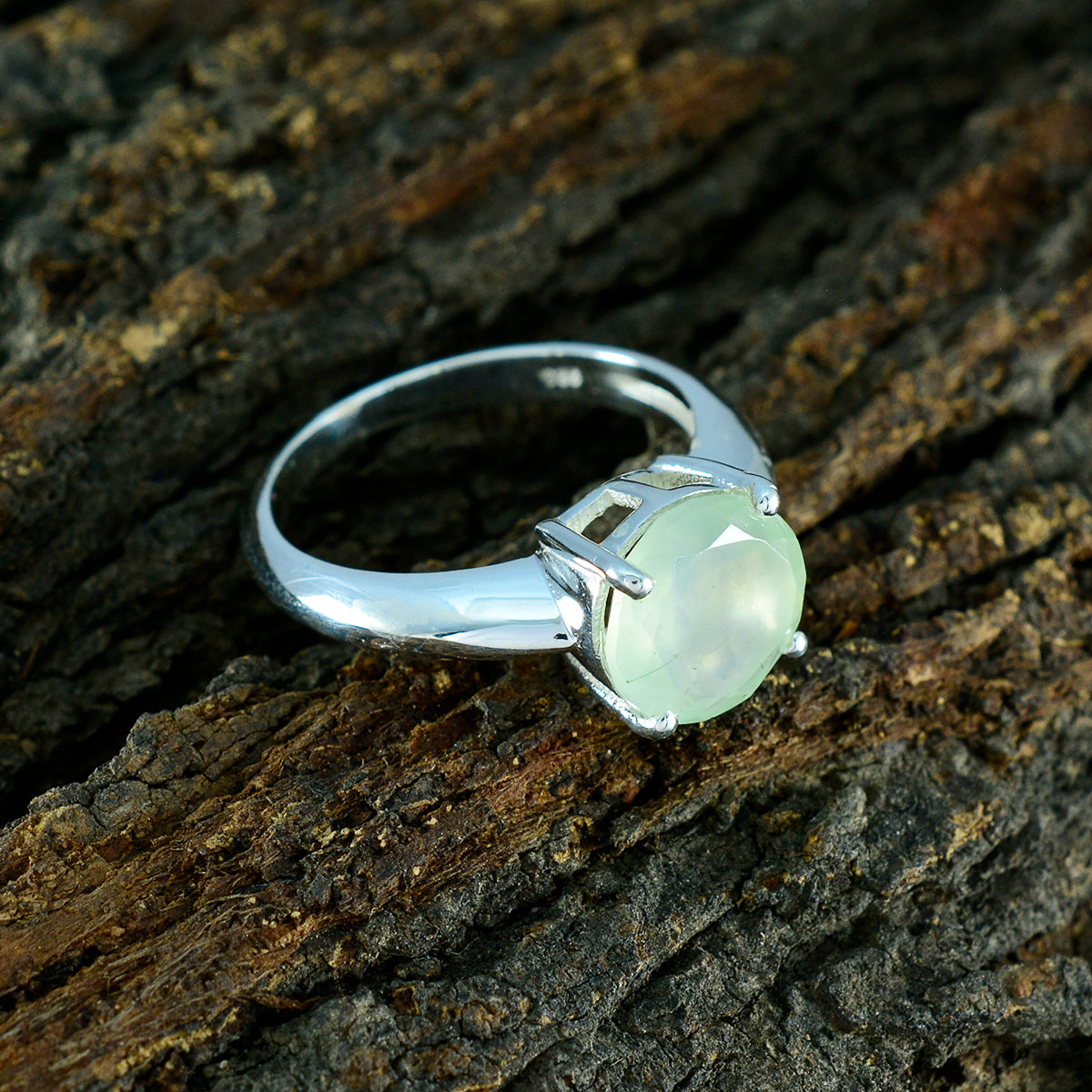 Prehnite Solitaire Moroccan 925 Sterling Silver Green Gems Tiny Contemporary Ring Jewellery