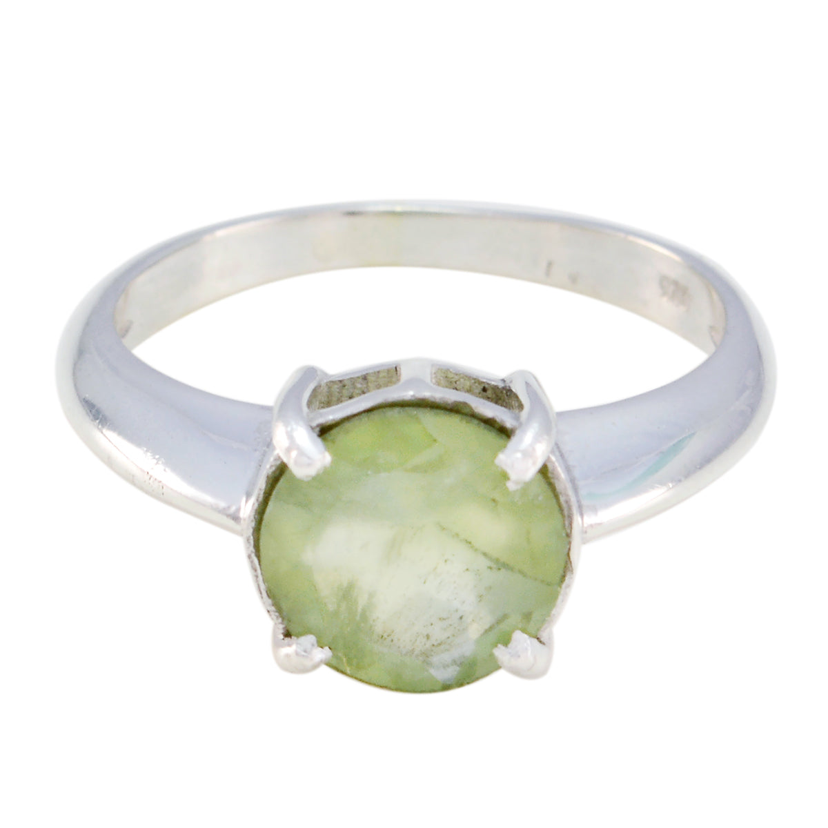 Prehnite Solitaire Moroccan 925 Sterling Silver Green Gems Tiny Contemporary Ring Jewellery