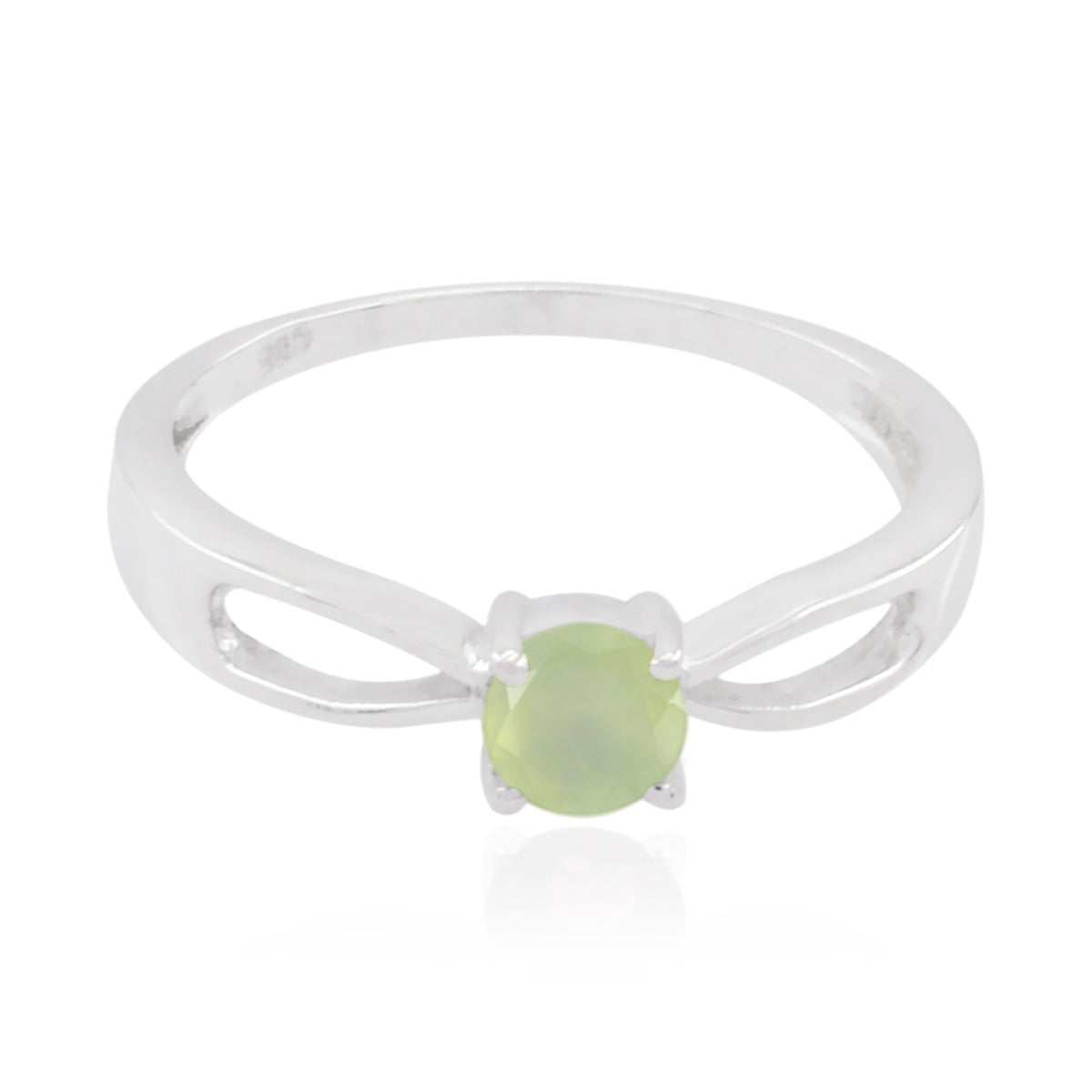 Prehnite Solitaire Turkish 925 Silver Green Gemstones Delicate Feminine Ring Jewelry Immagine principale del prodotto