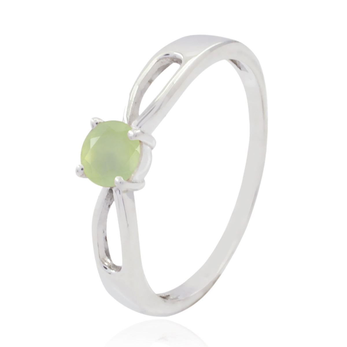 Prehnite Solitaire Turkish 925 Silver Green Gemstones Delicate Feminine Ring Jewelry
