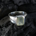 Prehnite Solitaire French 925 Silver Green Gems Mid weight Signet Ring Jewelry