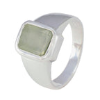 Prehnite Solitaire French 925 Silver Green Gems Mid weight Signet Ring Jewelry