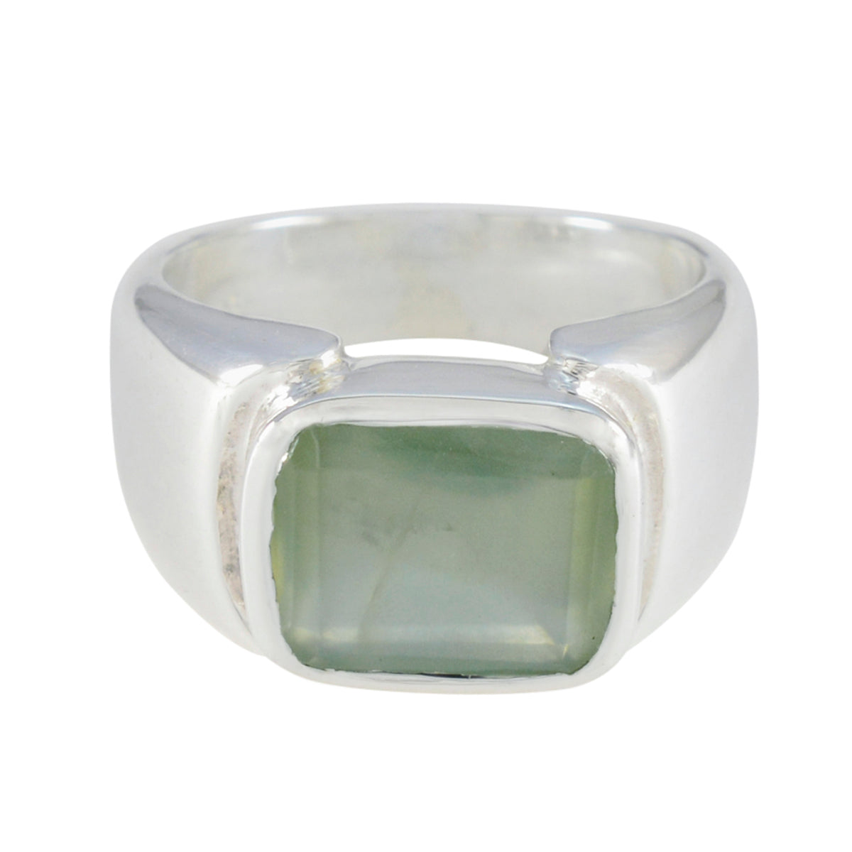 Prehnite Solitaire Egyptian Silver Green Gemstones Essential  Modern Ring Jewelry